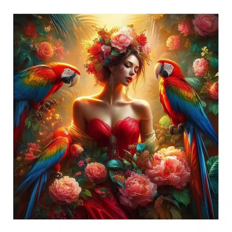 Diamond painting Art 5D DIY Colorful Peony Flowers Beauty Girl Diamond Mosaic Bird Tree 5D Rhinestone Cross Stitch Home Decor