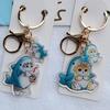 Transparent Double-Sided Shark Cat Keychain Key Chain Accessories Cartoon Cat Pendant Cute Animal Cat Keyring Student Gift