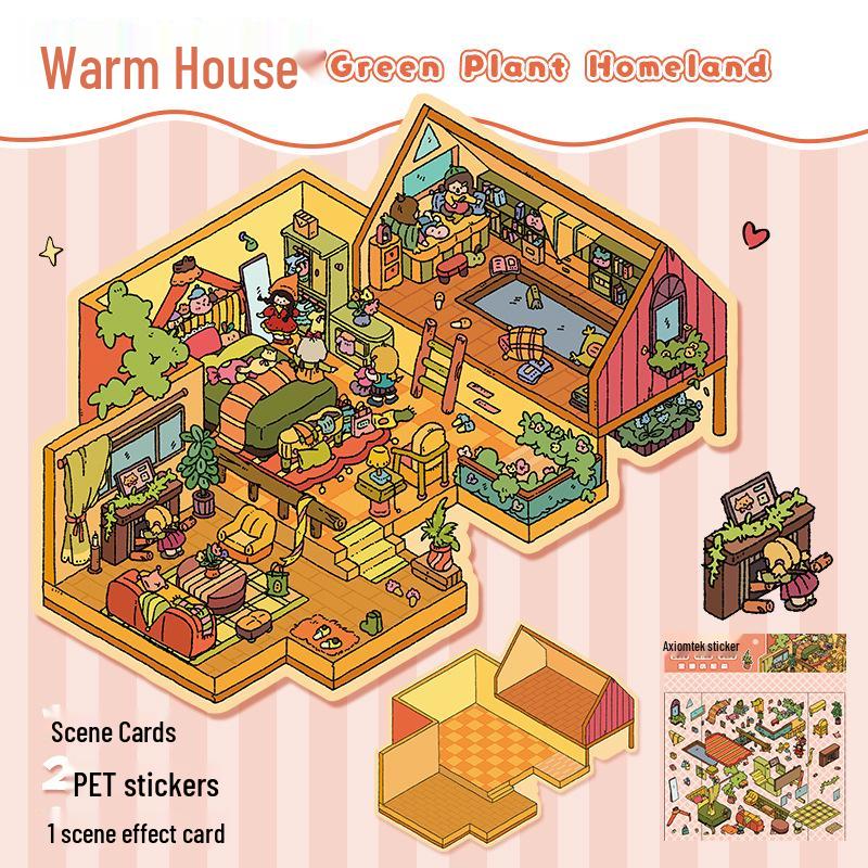 Blue 3D Stereo Art Landscaping Sticker - Large Miniature Scene for Journals & DIY