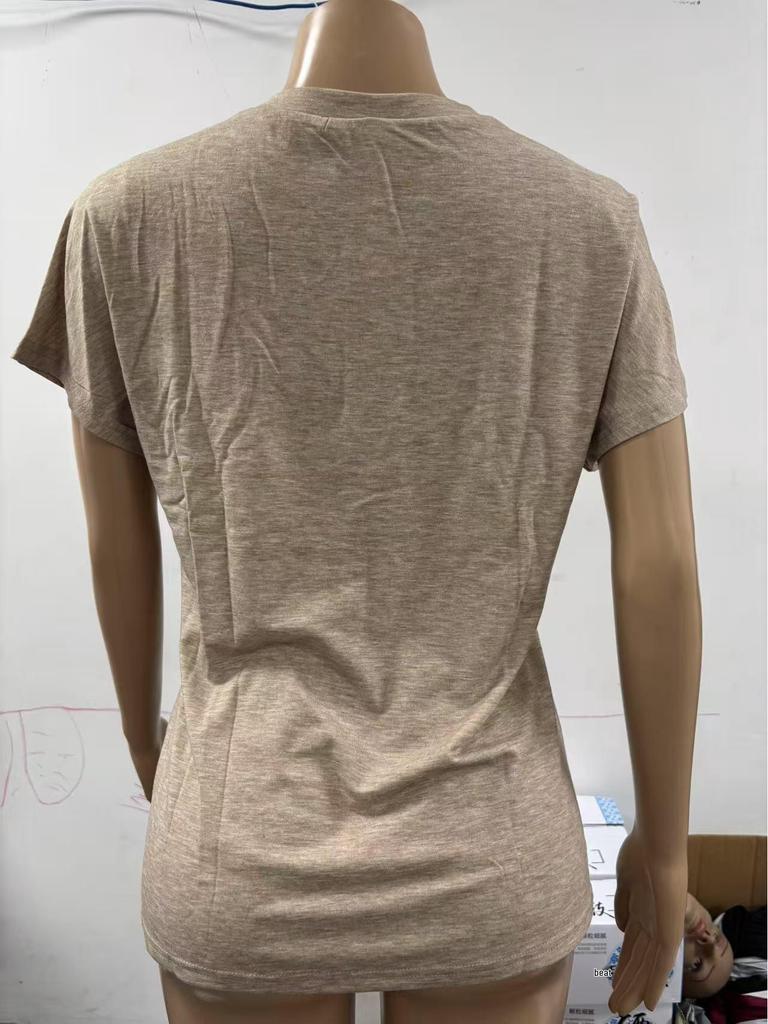 2025 Sommer Damen Einfarbig Lässig Rundhals Kurzarm T-Shirt