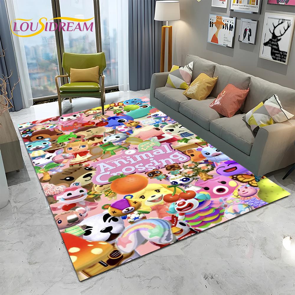 Cartoon Animal Crossing New Horizons Area Rug,Carpet Rug for Living Room Bedroom Sofa Doormat Decor,Kids Play Non-slip Floor Mat