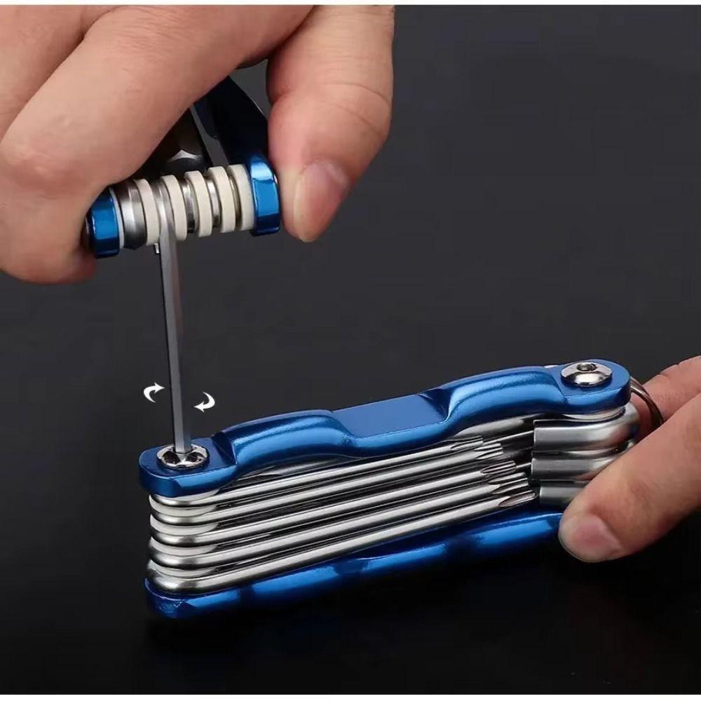 Metal Handle Portable Folding Hex Wrench Folding Allen Wrench Set Automotive Maintenance