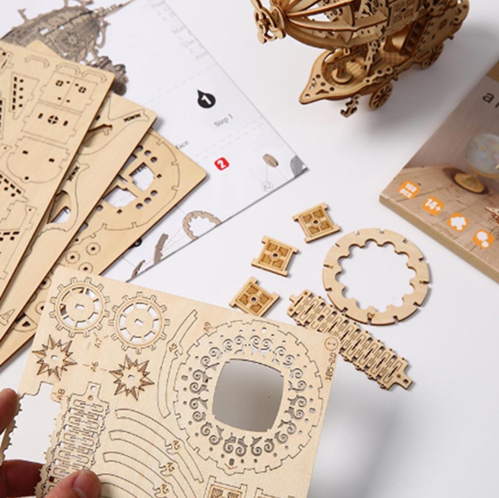 [med358] 3D Holzpuzzle, Bastelset, Lernspielzeug, Bastelmodell, DIY Holzpuzzle, Geschenk für Erwachsene, Jungen, Mädchen, Geburtstage, (Luftschiff)