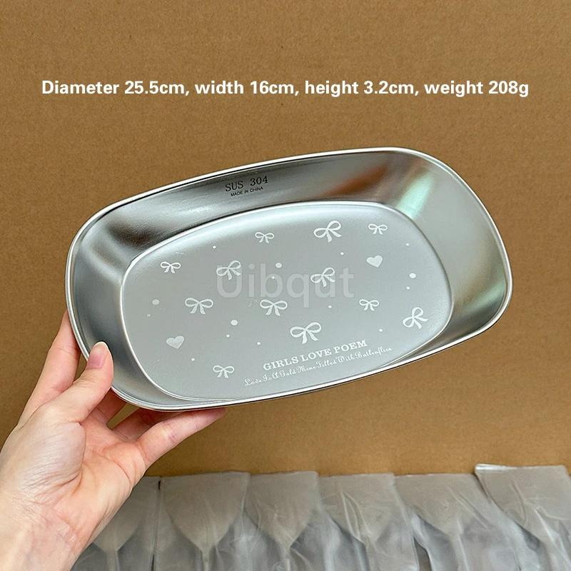 Rectangular dessert plate Steamed fish dish Cake plate Exquisite tray salad bowl Bento Baking tray 304 stainless steel plate