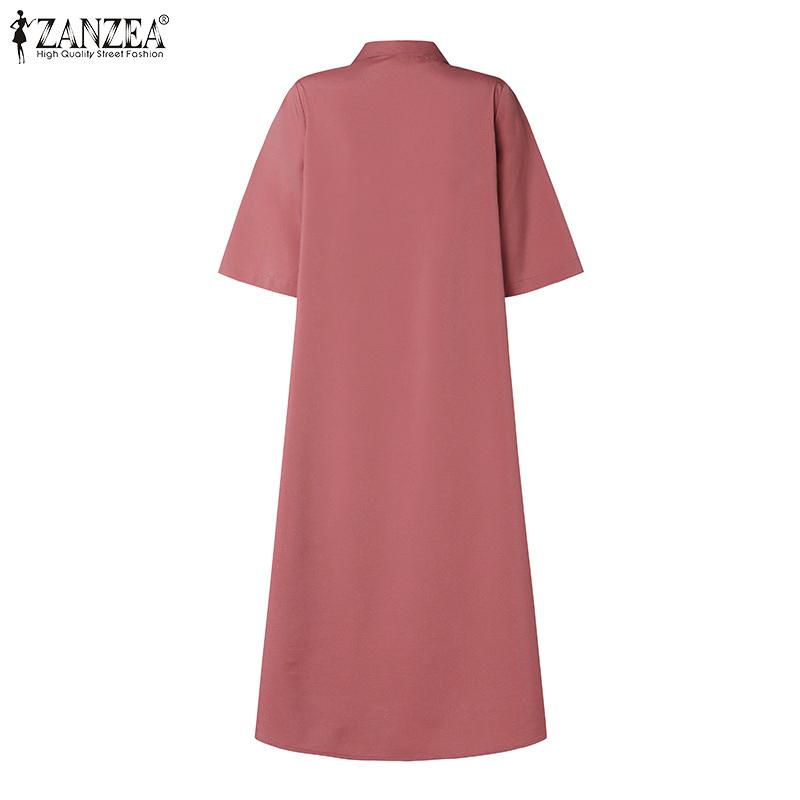 ZANZEA Women Casual Turn Down Collar Short Sleeve Shirt Dress