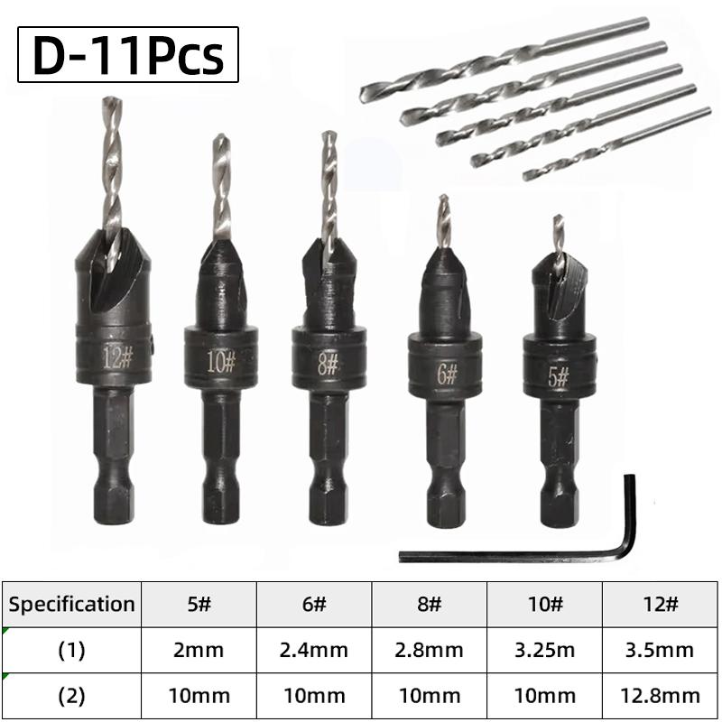 HSS Countersink Drill Bit Set Chamfering Pilot Holes Metal