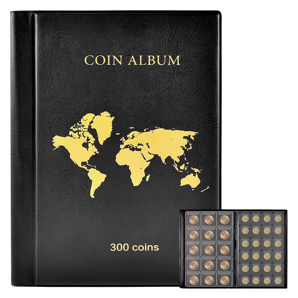 Pockets Coin Collection Book Pockets Coin Albums Artificial Leather Coin Collection Album Coin Storage Display Organizer чёрный