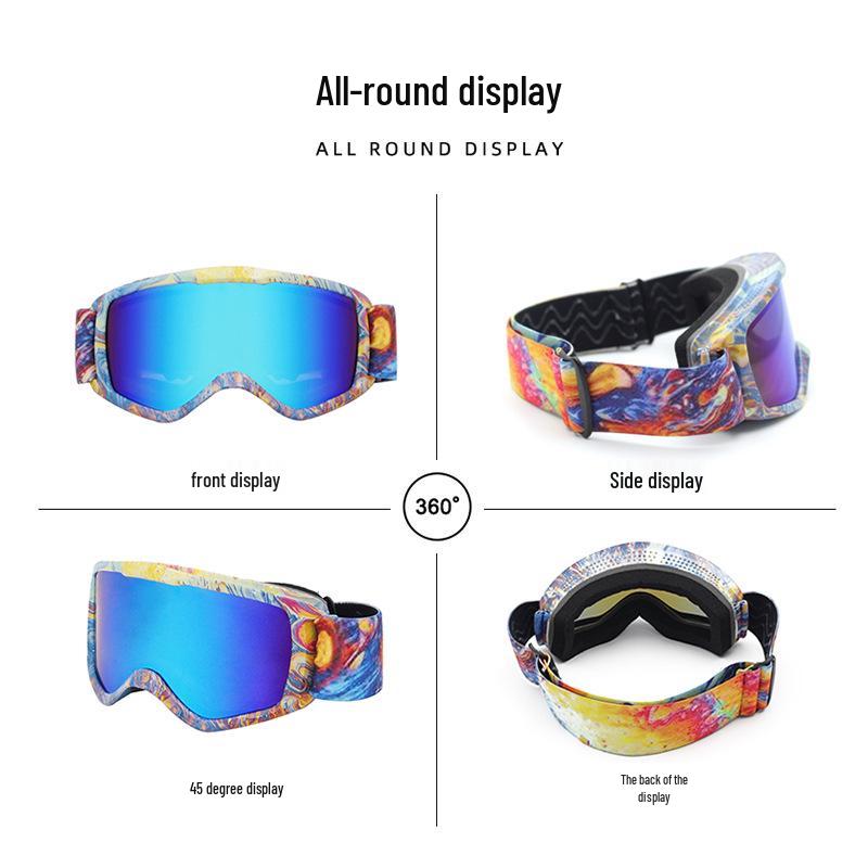 Unisex Anti-Fog HD Spherical Ski Goggles for Kids - Glasses Compatible