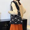 Bow Knitted Women's Eco Korean Foldable Tote Bag Y2K Crochet Rope Sweet Knitting Shoulder Bag