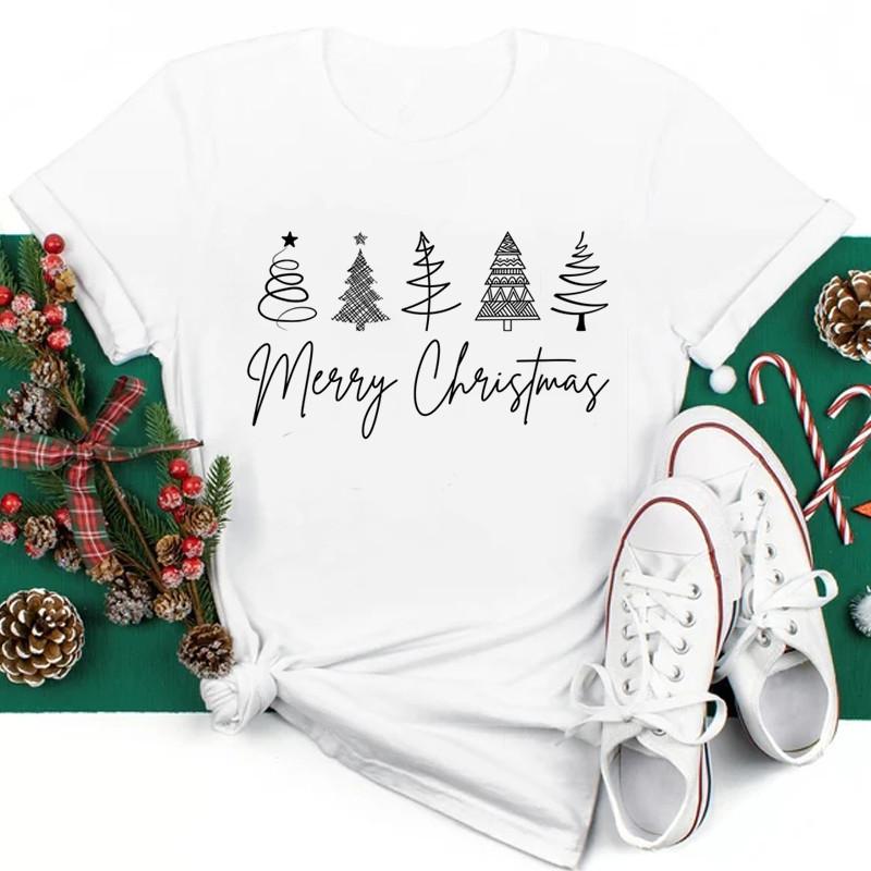 Just A Girl Who Loves Christmas Print Women Tshirts Cute FeUnisex Christmas Clothes New Year Party Tshirt