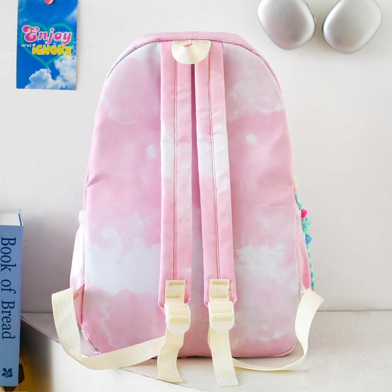 Dreiteiliges Rucksack-Set Nylon Grundschüler Tie-Dye Schultasche Damen Rucksack mit großem Fassungsvermögen mit Lunchtasche