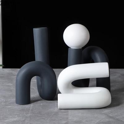 Creative Twisted Pipeline Abstract Artwork Statue Desk Decoration Ornaments Modern Crafts Ceramic Sculpture Room Aesthetic Decor