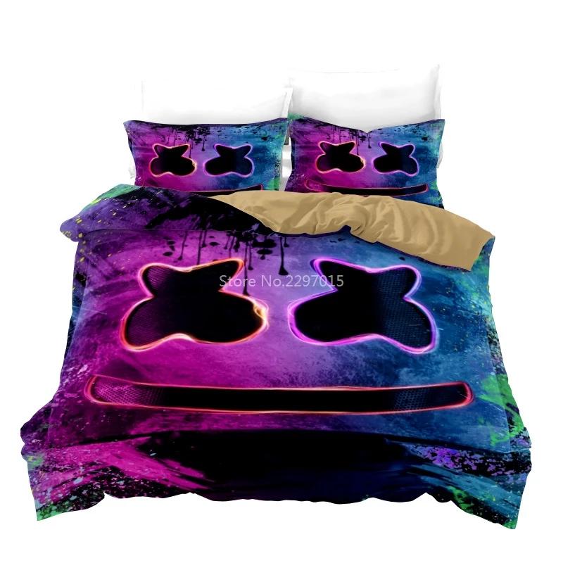 Marshmello Chris Comstock Doctom 3d sada ložního prádla Sada potištěných povlaků na přikrývku Sada povlaků na polštář Twin Full Queen Sada ložního prádla King Sada ložního prádla