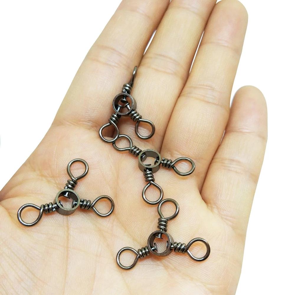 Swivel Hook Black Nickle Trigeminal Swivels Fishing Connector Three-way Swivel Fishing Swivels