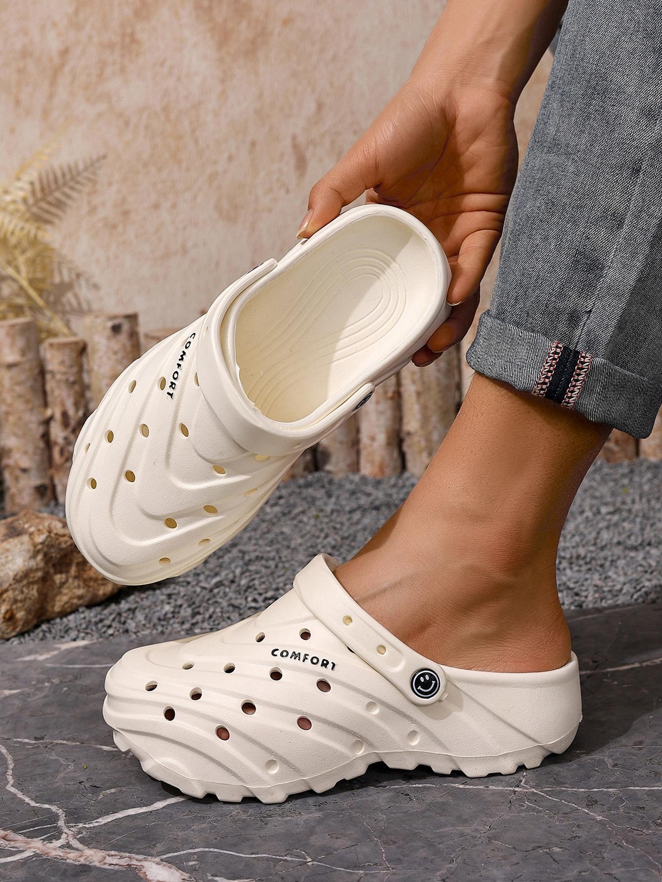 

2025 новые туфли-ананасы, обувь с отверстиями, мужские для выхода, супертолстые, повышающие ценность, шлепанцы на толстой подошве, ЭВА не натирает ноги 40