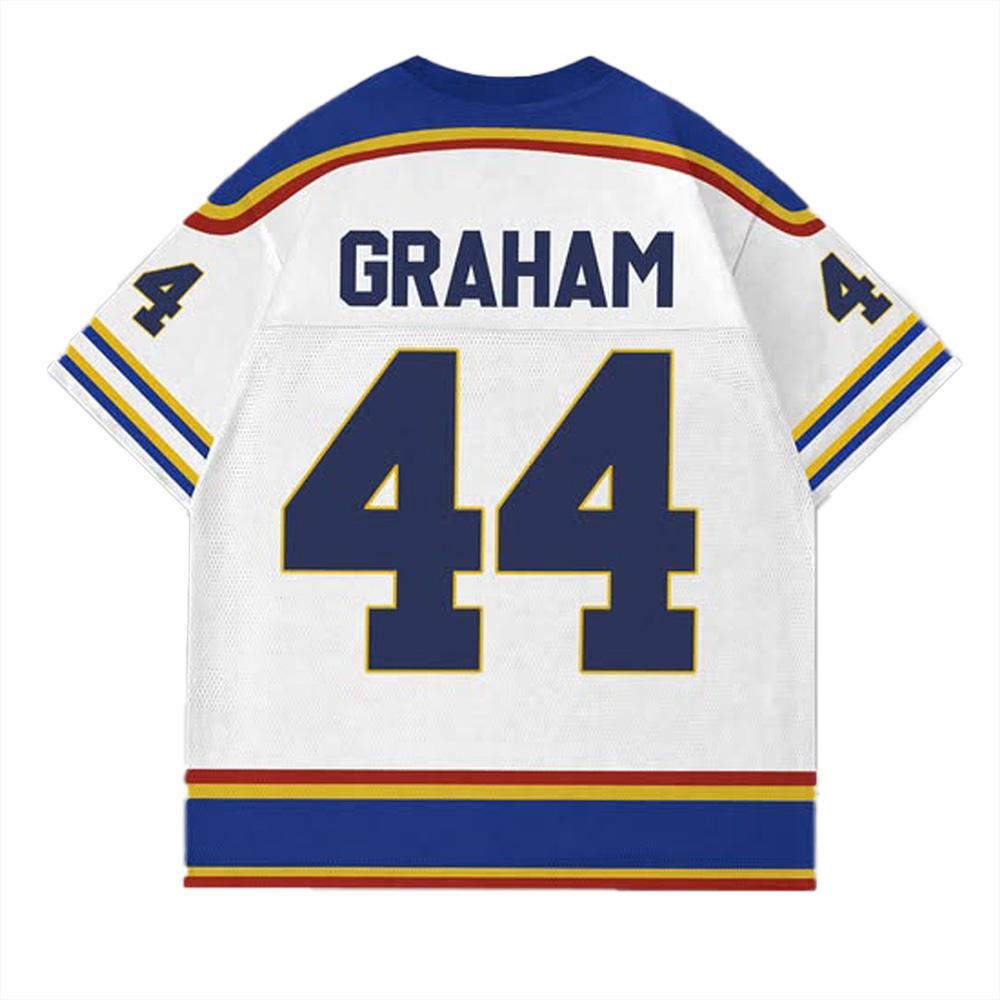 Maillot de Hockey d'Été Hors Campus Briar University Graham 44 Col en V Manches Courtes Haut pour Femmes Hommes High Street Nouveau Motif T-shirt