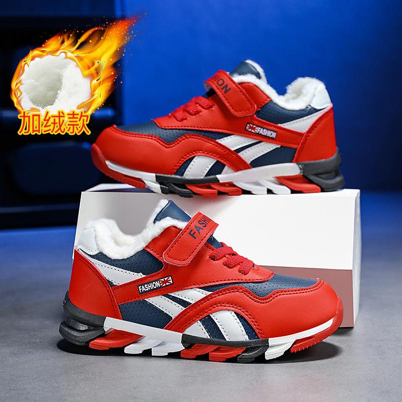 Boys Shoes 2025 New Autumn Leather Blade Shoes Non-slip and Wear-resistant Children's Large Cotton Sports Shoes Breathable Mesh Shoes