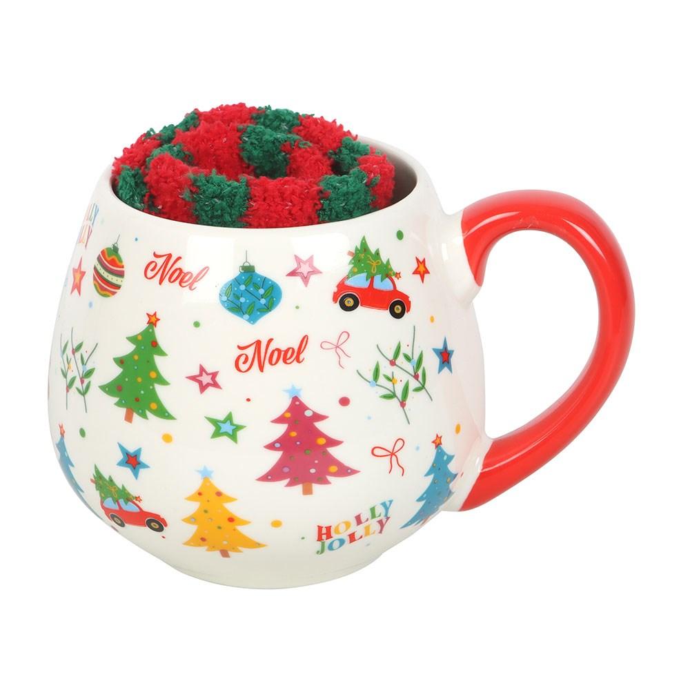 Something Different Nostalgic Print Christmas Mug and Sock Set