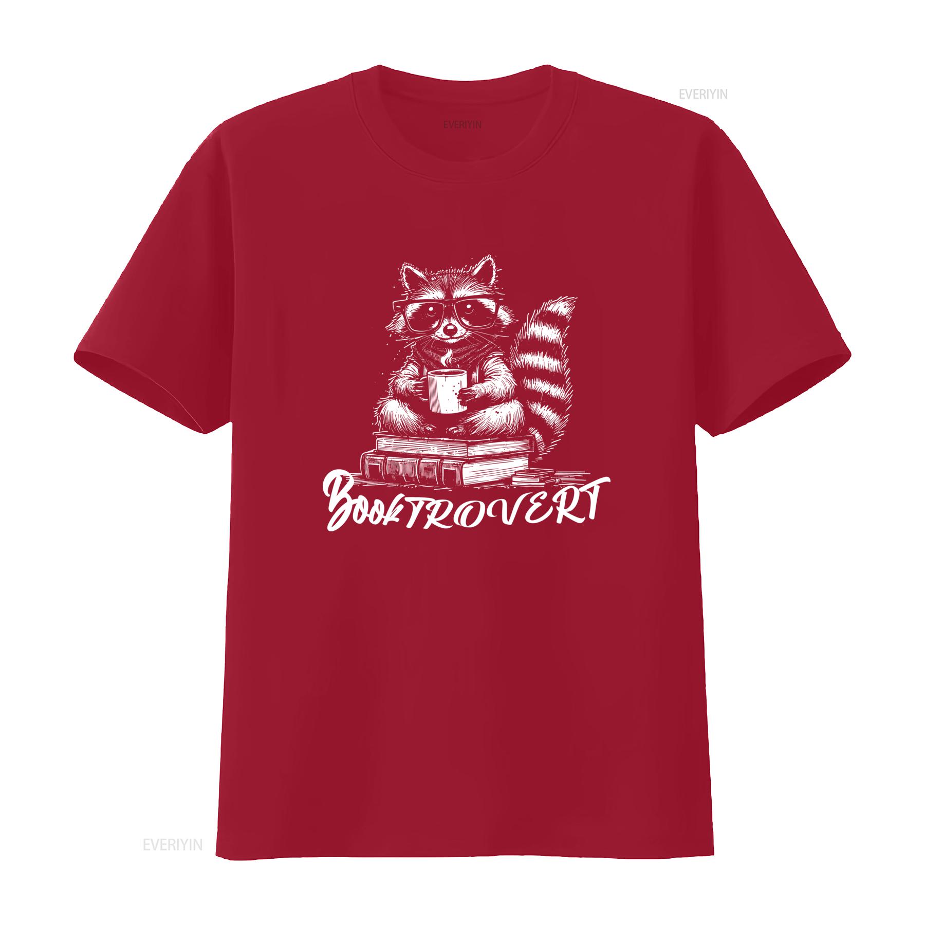 Booktrovert T Shirt for Book Lovers Funny Raccoon Design with Books and Coffee Trendy Reading Sweater DT674 vintage Washed S