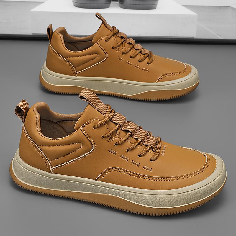 Fashion British Style Men Casual Leather Work Shoes 2025New Trendy Casual Walking Oxford Shoes Comfy Versatile Board Motorcycle Shoes