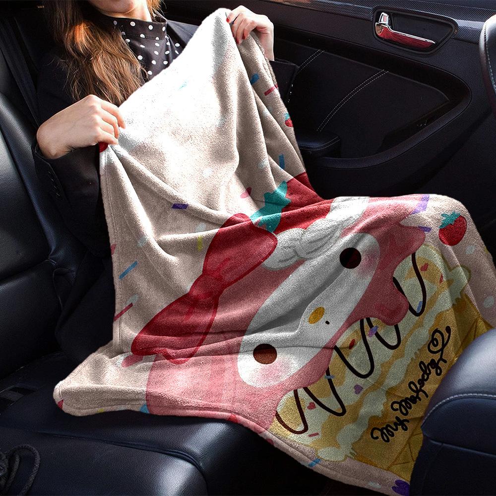 1pc My Melody Strawberry blanket Lightweight Flannel Throw for Sofa Bed Travel Camping Livingroom1196L