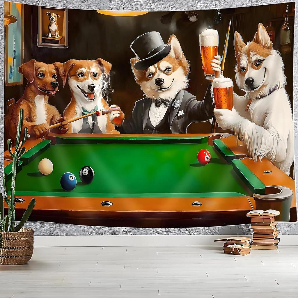 Tapestry Dogs Playing Billiards Unique Dog Drinking