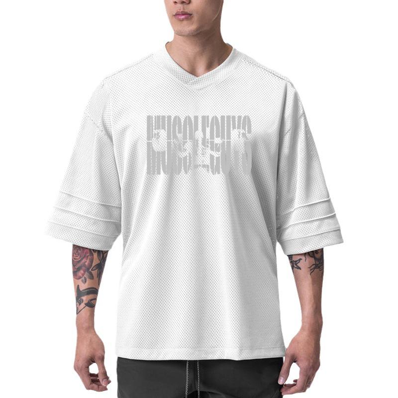 New Men'S Polo Shirt Made Of Pure Cotton With Dropped Shoulders High-Quality Loose Fit For Fitness Versatile For Daily Exercise Short Sleeved Casual