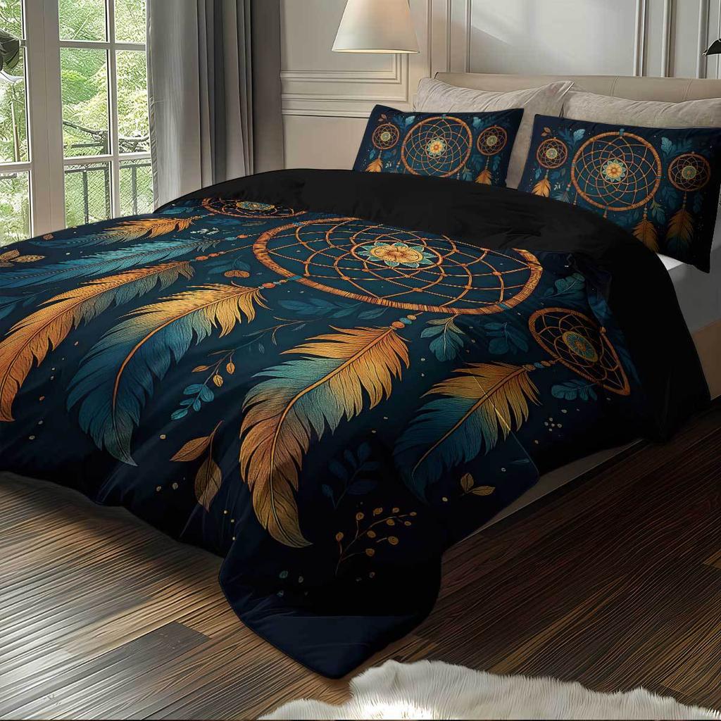 Factory Direct Sales Bed Three-Piece Set Dream Catcher Polyester Printing Quilt Cover Home Textile Pillowcase Quilt Cover Minimum Order