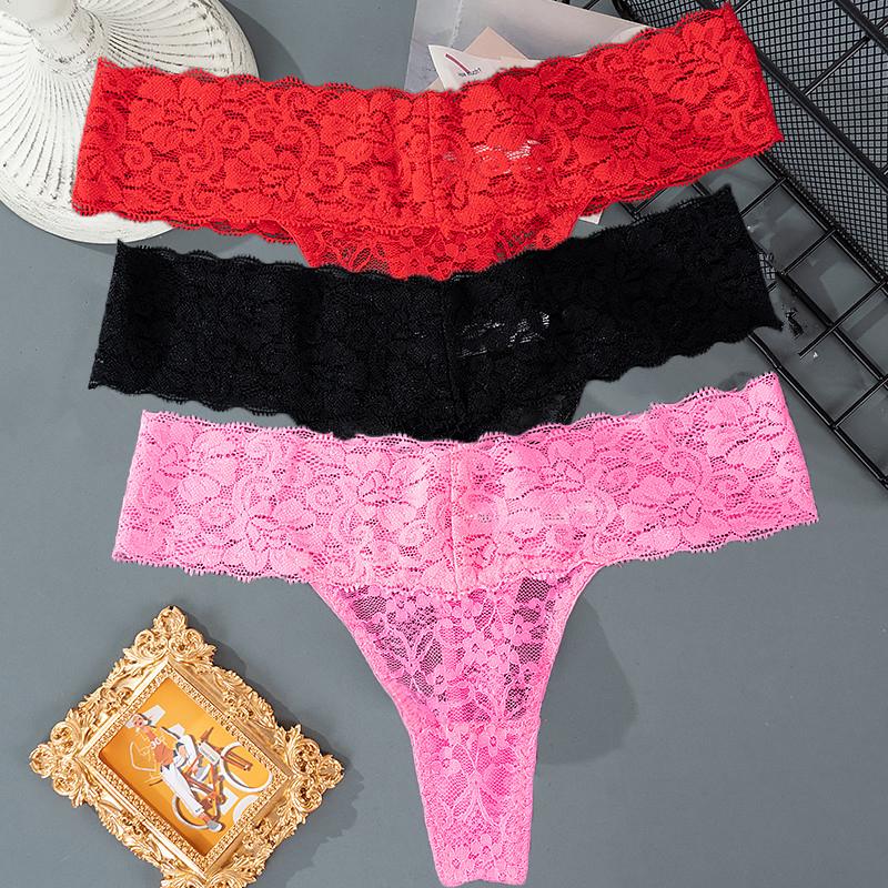 Mutandine da donna con motivo floreale ricamato moda tinta unita Slip a vita bassa da donna Intimo da notte