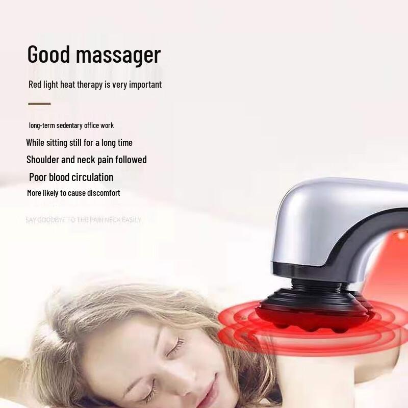Dual-Head Handheld Percussion Massager with Heat