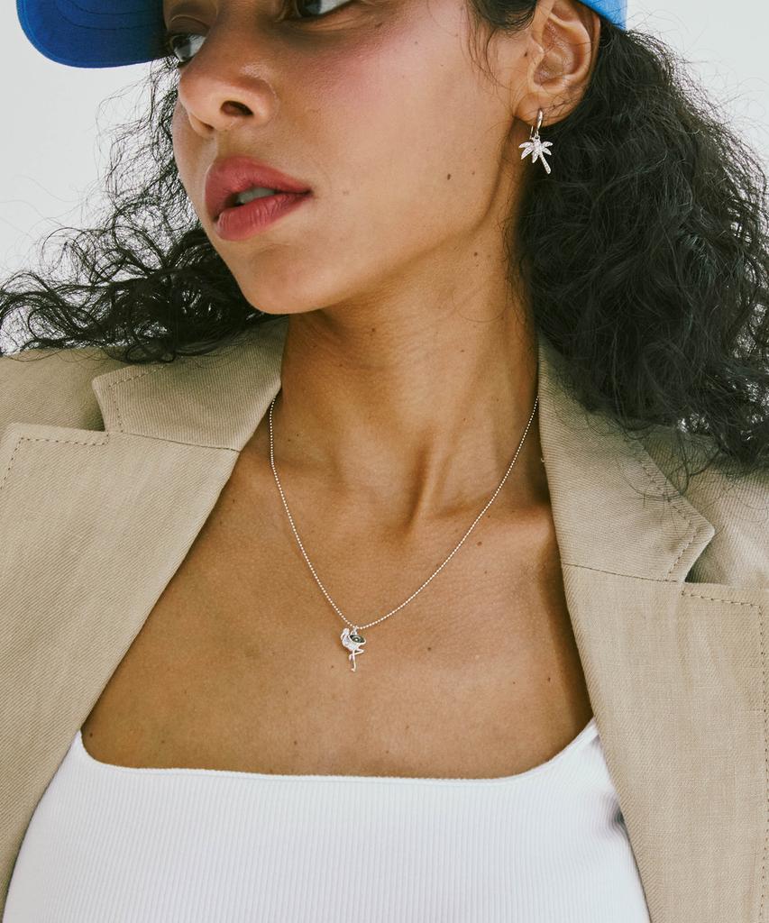 Sundaydiscoclub Honette Flamingo Pendant Necklace Silver