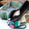 Ethnic Style Striped Makeup Bag with Tassel & Zipper - Compact Travel Storage Pouch for Women, Portable for Handbag & Phone