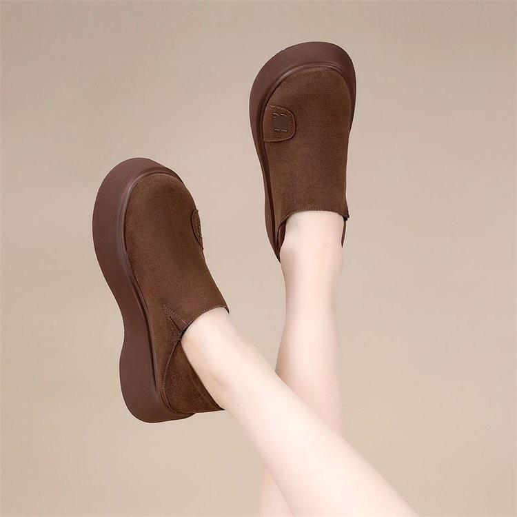 Retro platform Birkenstocks autumn new muffin shoes heightened non-slip round head shoes