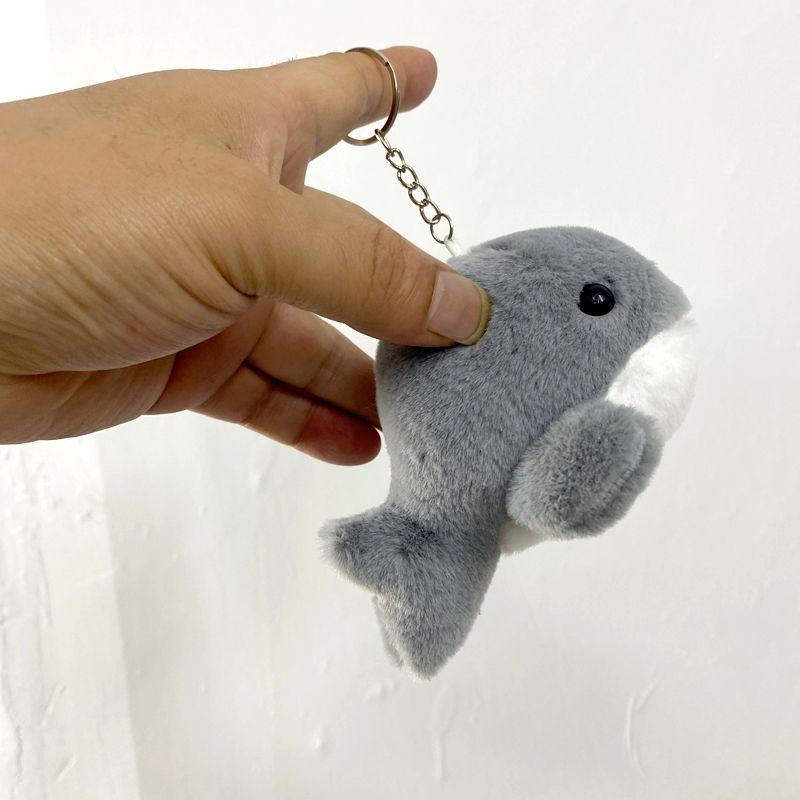 

Cute Wool Little Dolphin Car Key Ring Fur Whale Pendant Plush Puppet and Doll Schoolbag Pendant Dark gray(11cm Whale) About 11cm