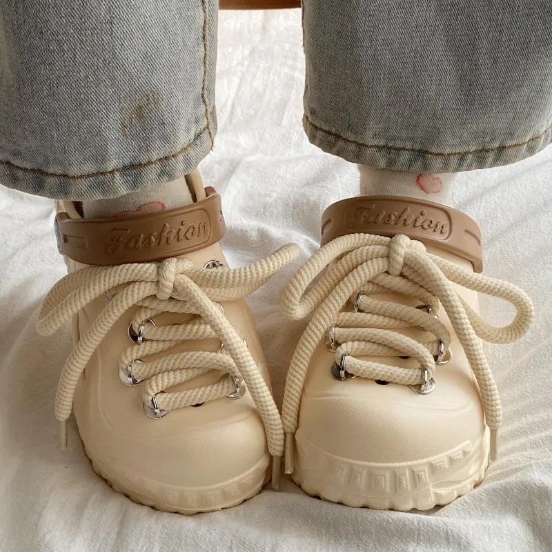 New Women's Shoes Front Lace-up Women's Slippers Fashion Closed Toe Plus Size Beach Best Seller Platform Slippers
