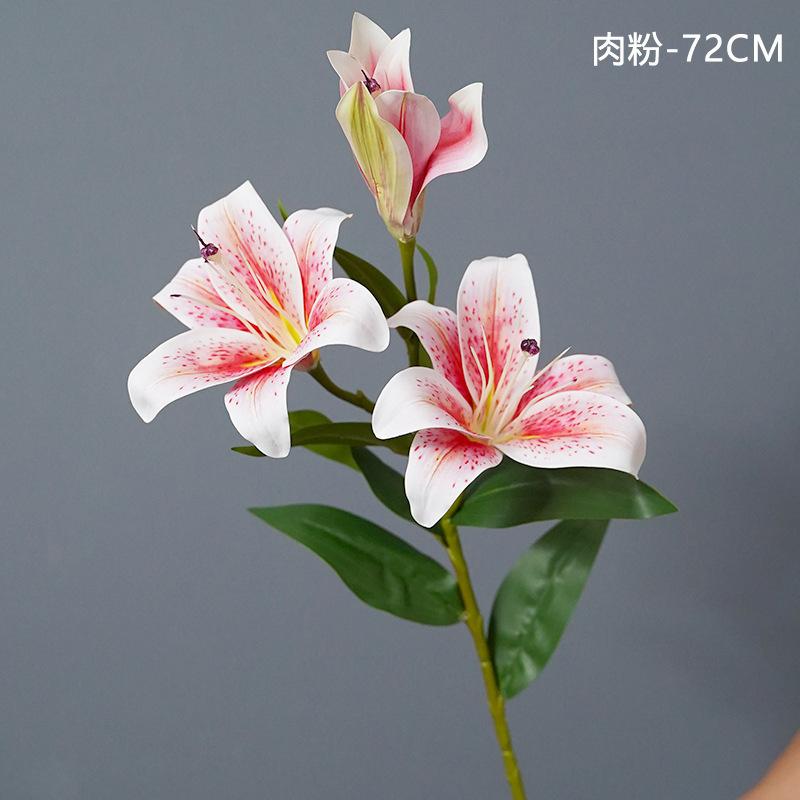 New high-luxury 3D small lily simulation flower, light luxury home decoration 3 lilies