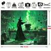 2D Witch Potion Lab Tapestry, Green Magic Cauldron Wall Hanging Background Cloth