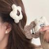 4/2pcs Autumn and Winter Creamy Curry Plush Star Hair Clips,Cute Hair Clips,Suitable for Women's Autumn and Winter Wearing