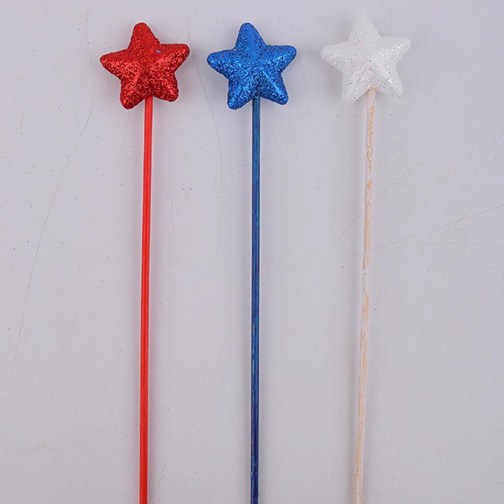 6/9/18PCS Glitter Star Picks Foam Sparkly Sticks Memorial Day Star Hanging Ornaments Independence Day Party Favors