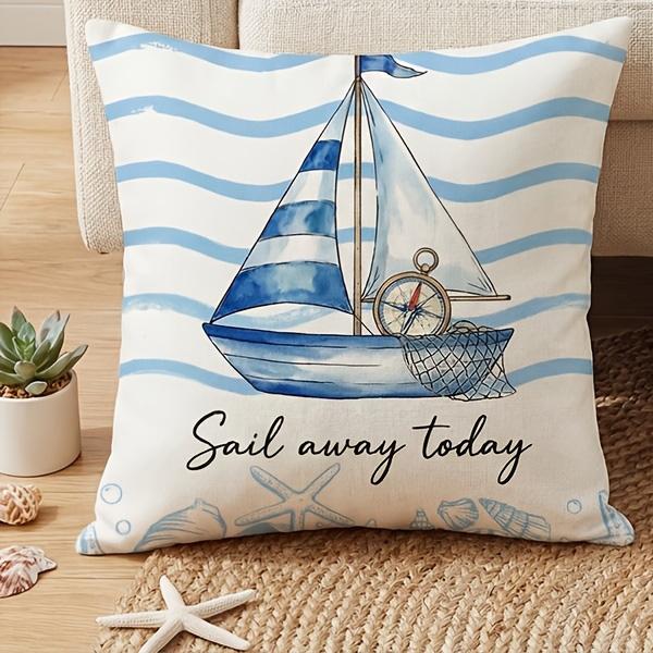1/4 Stück Küsten-Kissenbezüge Nautisch Ozean-Thema Dekorative Kissenhüllen für Sofa Schlafzimmer Wohnzimmer Kissenbezug