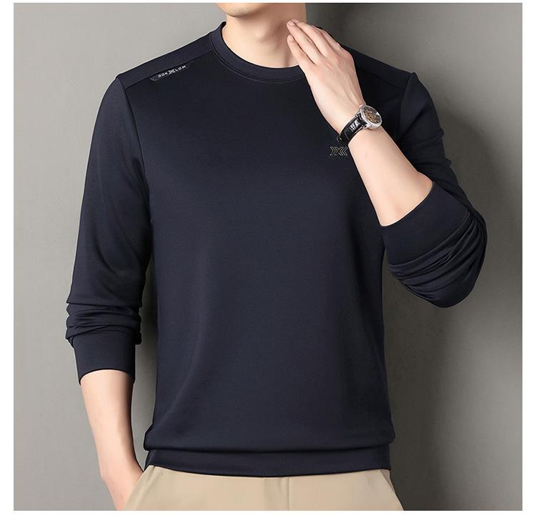 Men's High-End Wool-Blend Mulberry Silk Fleece-Lined Long-Sleeve Sweatshirt