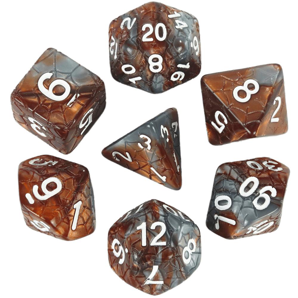 Mixing Color Dice DND 7pcs Polyhedral Dice Set with Engraving Spider Web Effect for DND RPG Magic Gathering Table Game D&D Dice