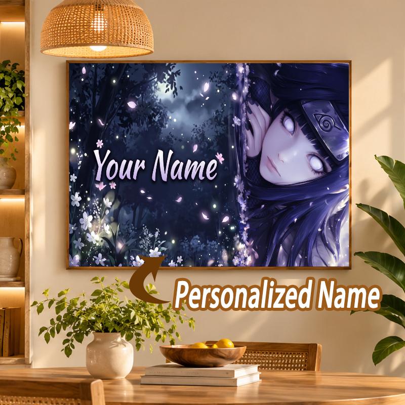 Hinata Hyuga Custom Name Diamond Painting Personalized 5D Full Drill DIY Diamond Art Home Decor