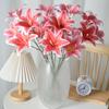 Künstliche Lilienblumen mit 3 Köpfen, voll erblüht, Real Touch, langer Stiel, gefälschtes Lilienbouquet für Zuhause, Hotel, Blumengesteck, Hochzeitsfeier-Dekoration