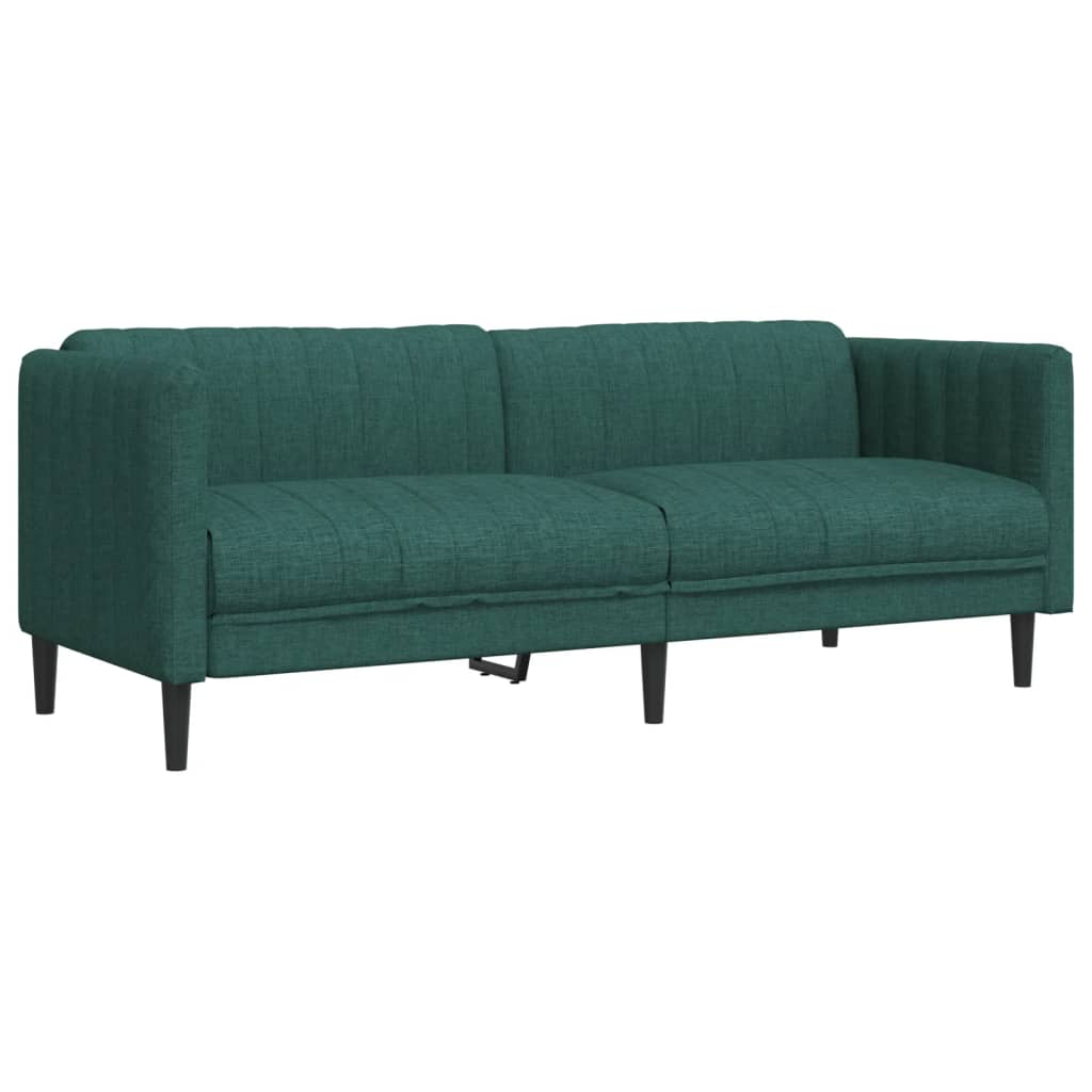 2 Piece Sofa Set Dark Green Fabric
