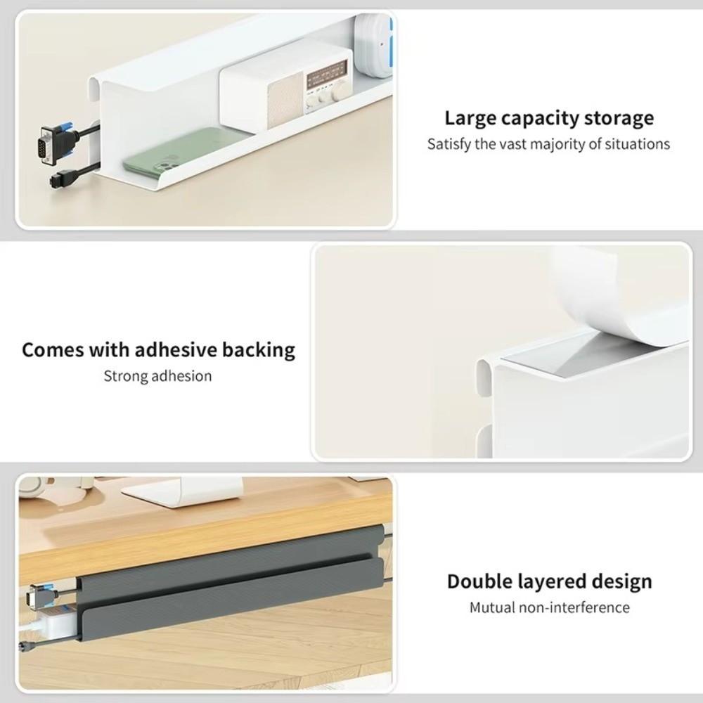 No Trace Under Table Cable Tray Flame Retardant Cable Organizer Cable Management Tray  Home Office