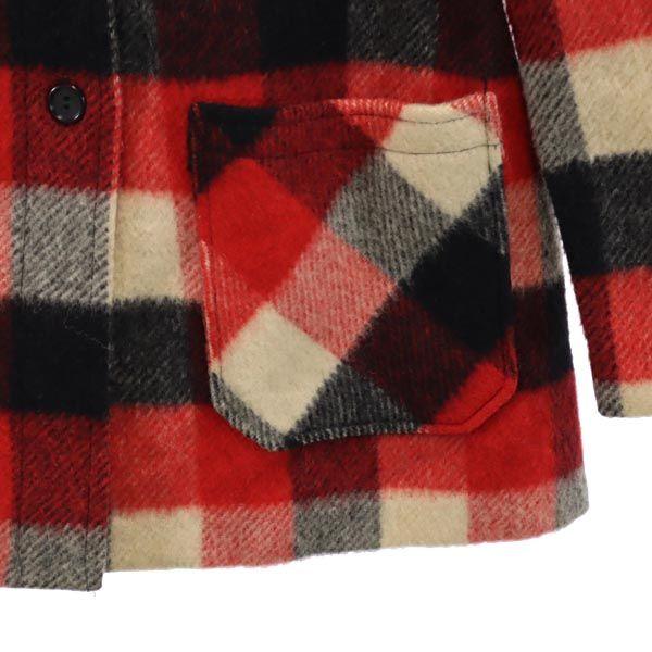 RUSS 70s Vintage Made in USA Check Pattern Wool jacket M Navy Women Used