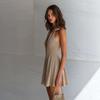 Europäisches und amerikanisches Tennis sexy nacktes ärmelloses Kleid Sport Outdoor geripptes Strick-A-Linien-Minikleid