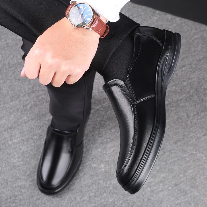 Scarpe Casual Slip-On da Uomo in Vera Pelle 2025 - Suola Morbida, Antiscivolo, Traspiranti per Mezza Età e Anziani
