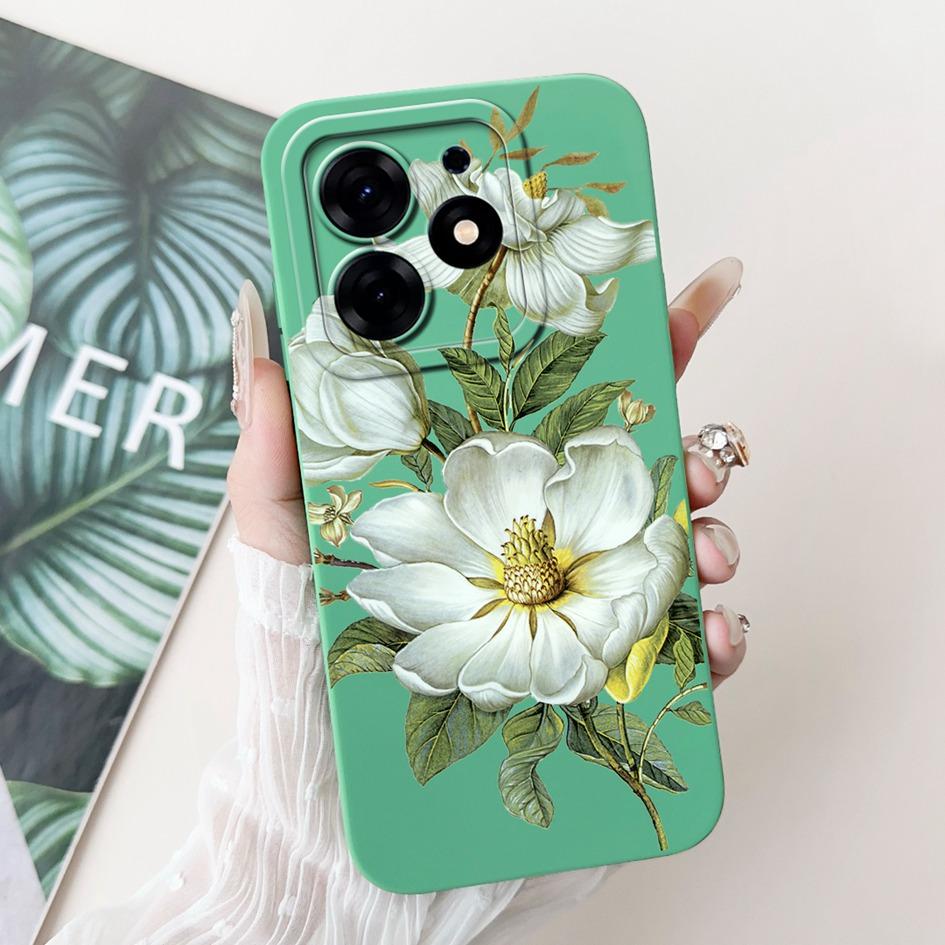 For Tecno Spark 10 Pro Case Cartoon Flower Liquid Silicone Shockproof Cover For Tecno Spark10 Pro Spark 10Pro 4G KI7 Phone Cases